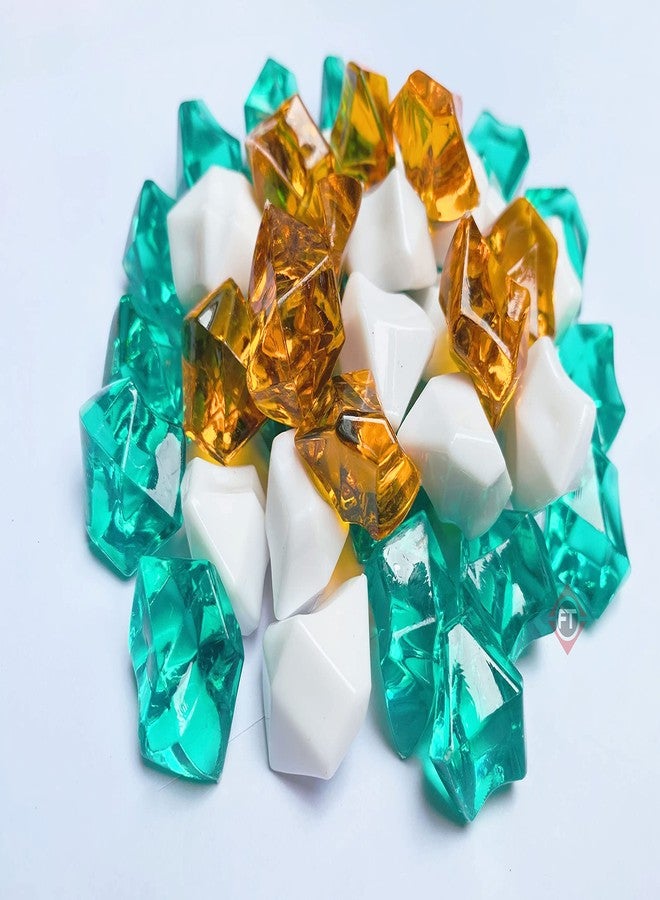 Firstly Traders Decorative Marbles Orange White Green Colour Aquarium Fillers| Home Decor Items for Independence Day - Image 1